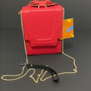 Danielle Nicole Vibrant Red Crossbody Bag with Gold Chain